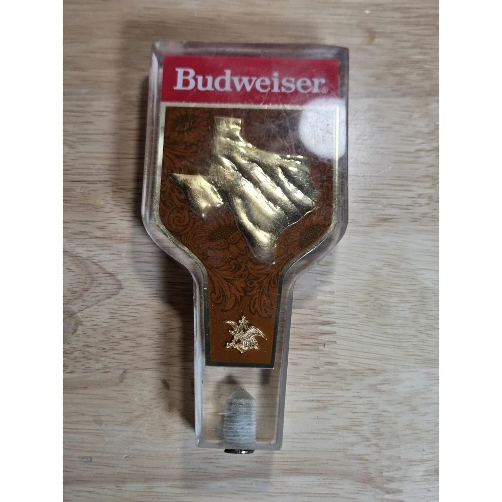 Vintage Budweiser Texas State Lucite Acrylic Beer Tap Handle Gold Western